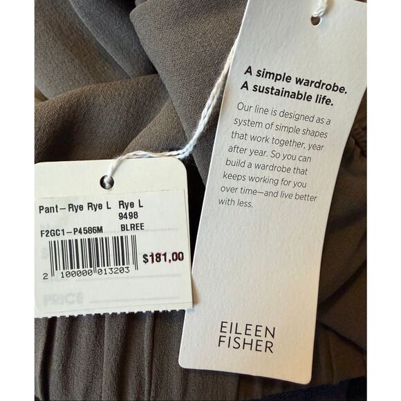 Eileen Fisher Silk Double-Crepe Tapered Ankle Pant Women’s Large in Rye NWT - Picture 8 of 8